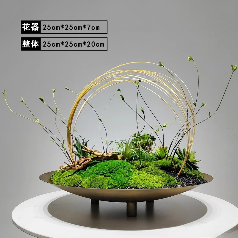 New Chinese hotel large round table meal immortal moss simulation table decoration simulation flower ornament