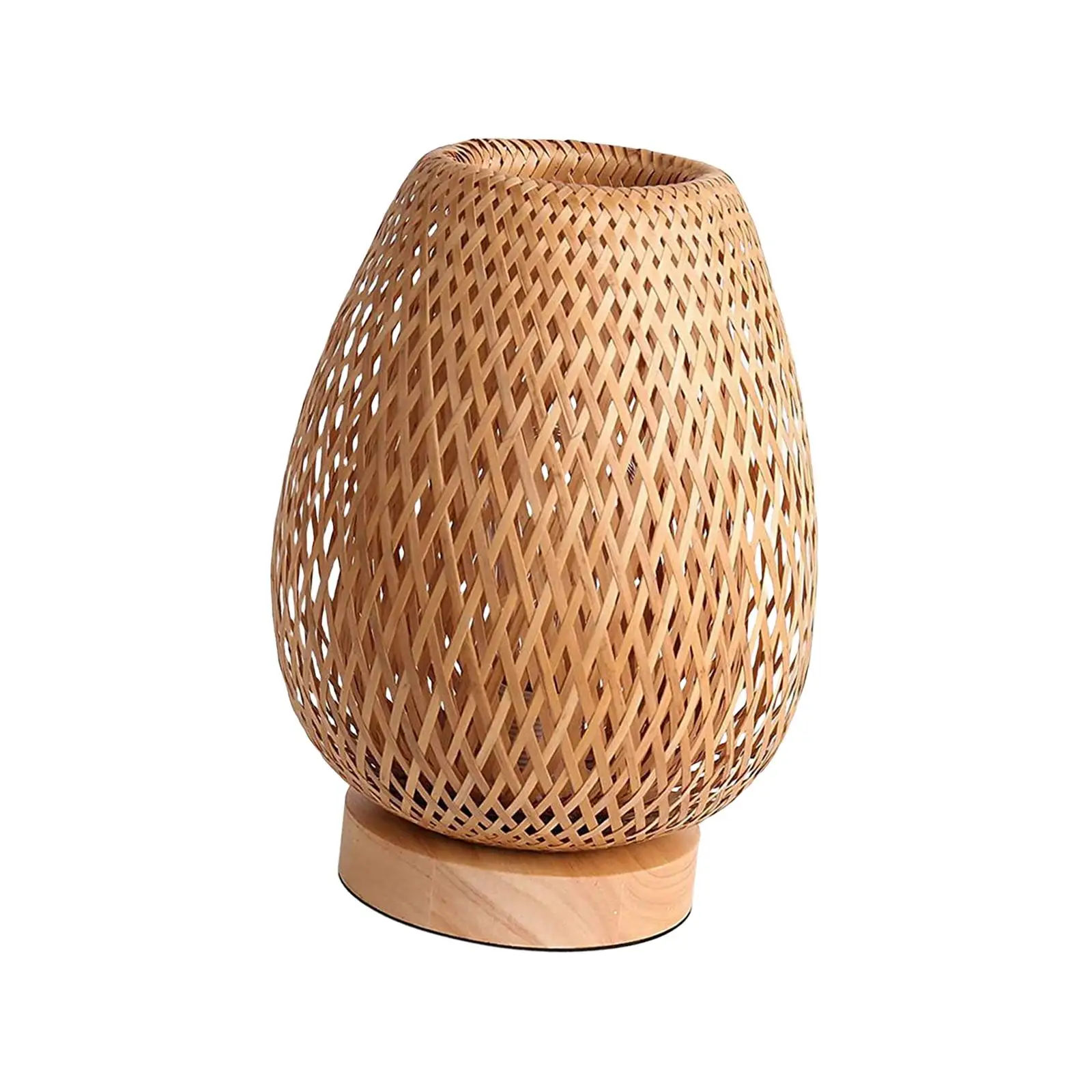 Bamboo Lampshade Fittings Decoration NightStand Lamp Durable Modern Desk Lamp Lantern for Bedside Home Living US Plug