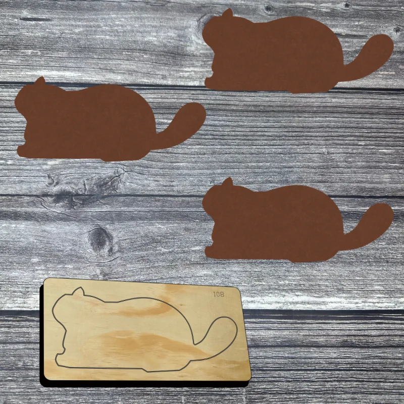 Side Profile Sprawling Plump Cat Leather Die Cut Mold, Lazy Pet Animal Charm Punch Tool for Die-cutting Machine