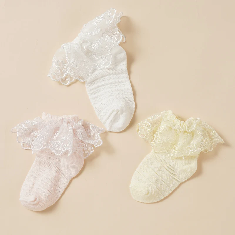 Newborn Girls Lace Breathable Mesh Socks Children's Sweet And Cute Princess Style Soft And Comfortable Skin-Friendly Ankle Socks