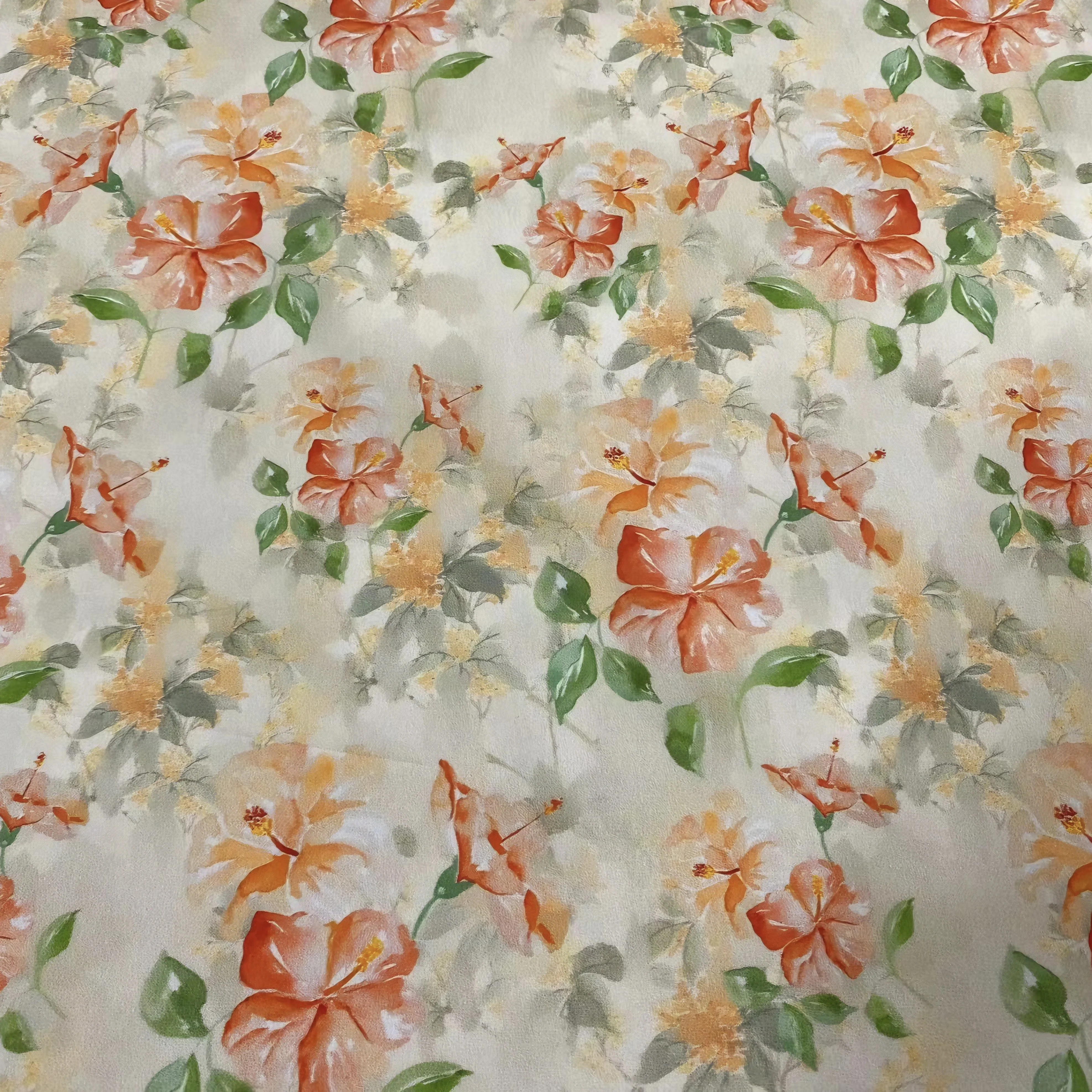 Lightweight 100% Cotton Fabric with Watercolor Hibiscus Print Suitable for DIY Summer Ieisure Shirt Dress Design view 6
