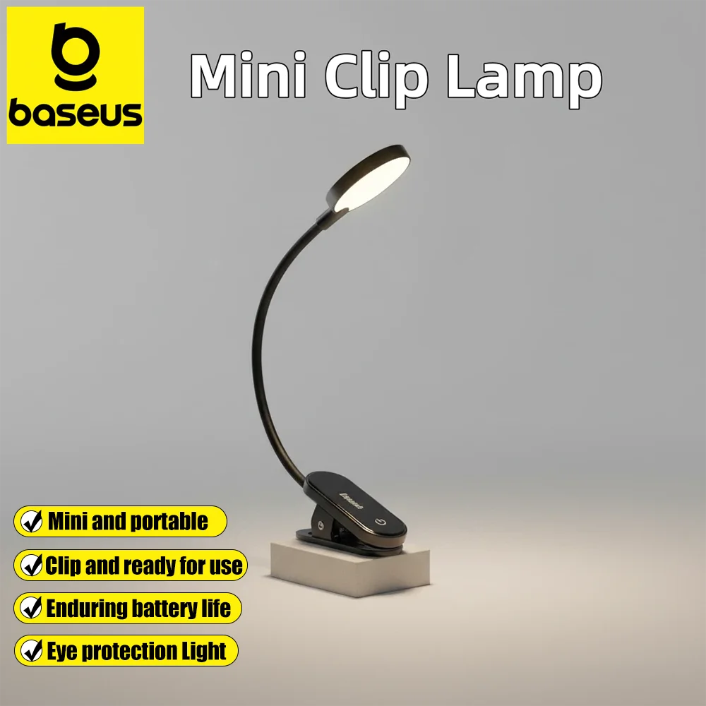 

Baseus Mini Led Desk Lamp Clip-On Night Light Reading Computer Keyboard illuminated Eye Protection Lamp USB Charging for Bedroom