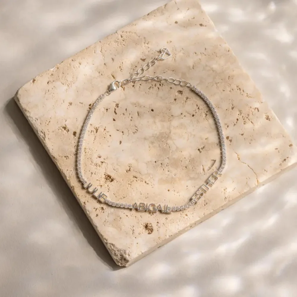 

2025 European and American Name Bracelet DIY Custom Name Zircon High-End Versatile Luxury Personalized Gift