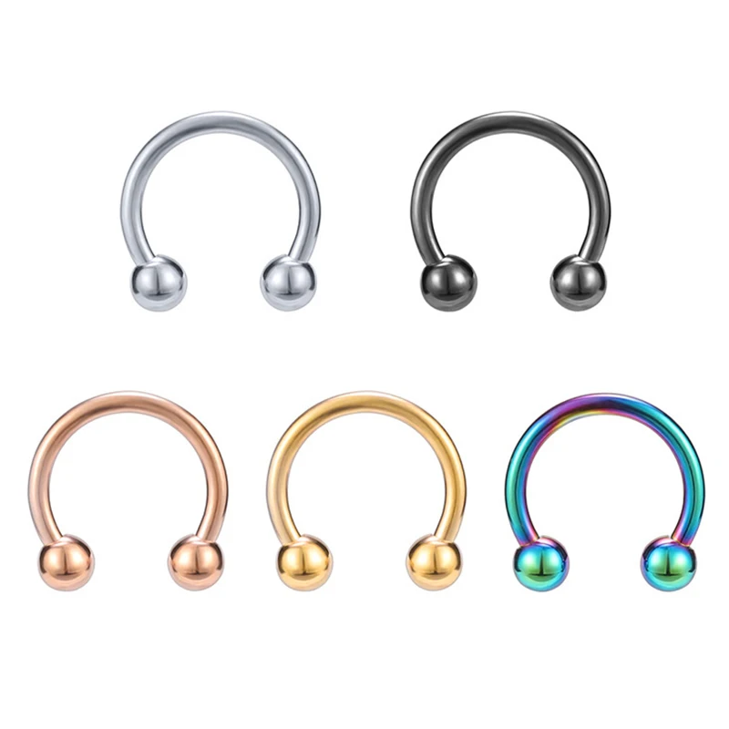 5Pcs Wholesale Nose Ring Hoop Nose Piercing Septum Ring Horseshoe Fake Nose Ring Septum Jewelry Nose Piercing Jewelry for Women