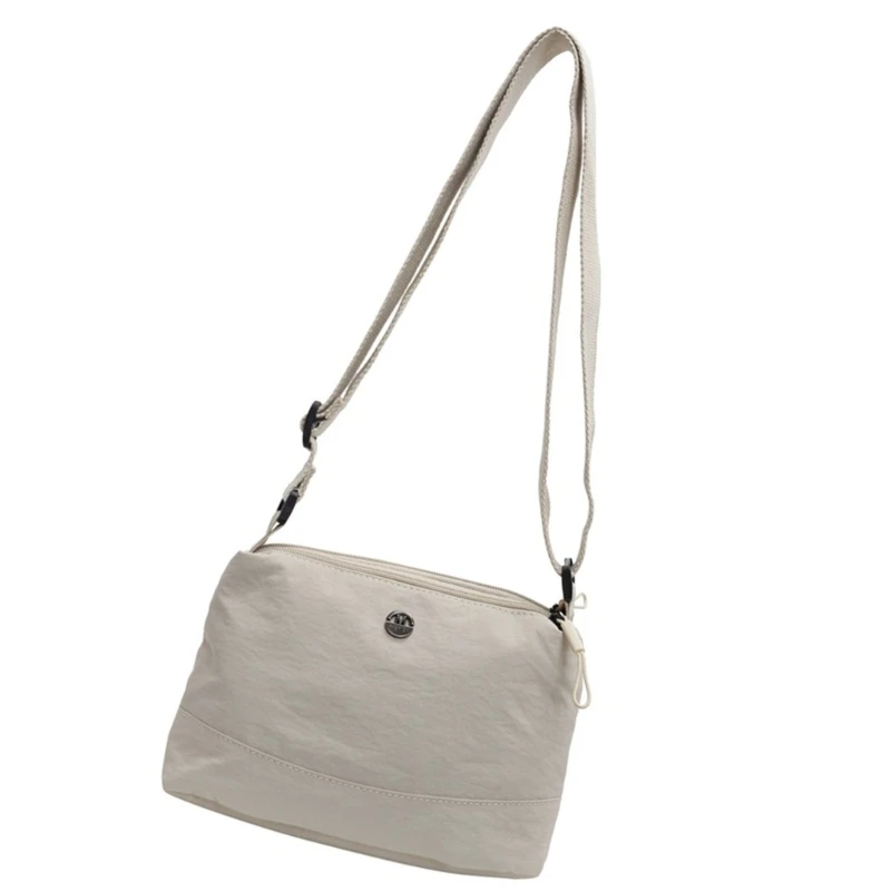 Bolso bandolera nailon Color sólido Simple para mujer con correa ajustable, bolso hombro informal espacioso con