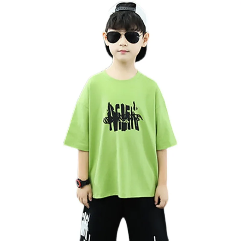 New Boy Summer Quick dry Suit Children Streetwear Short Sleeve TShirt + Shorts Two piece Sports Set Loose Outfits