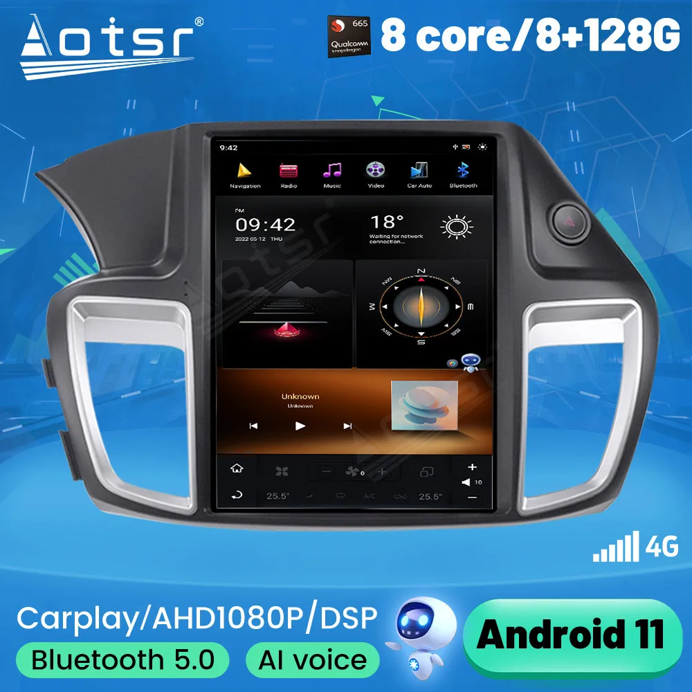 Android 11.0 12.1 Inch Tesla Style Auto Radio Stereo For Honda Accord 9 2012+ Car GPS Navigation Head Unit Multimedia Player