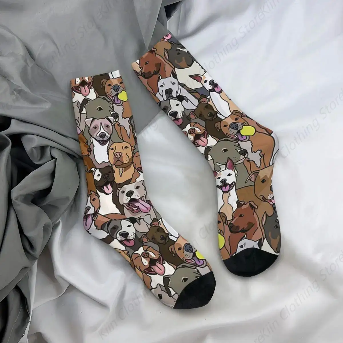 Calcetines con patrón de perro Pitbull All The Mutts, medias absorbentes de sudor Harajuku, calcetines largos para todas las estaciones para hombre y mujer, regalo de cumpleaños