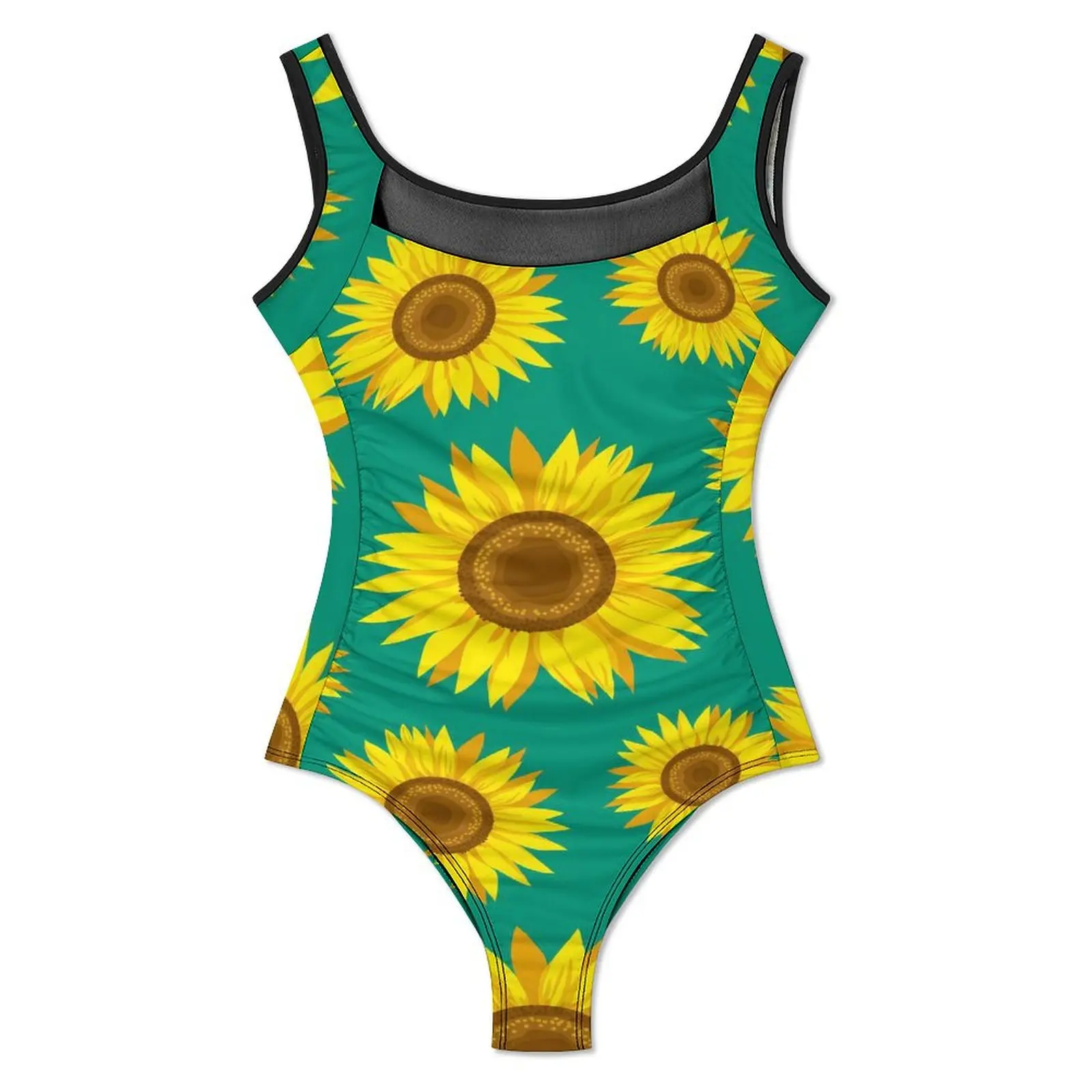 Sunflower Blossom Swimsuit Yellow Flowers Push Up Swimwear One Piece Vacation Bath Monokini Bodysuit Sexy Graphic Beach Wear