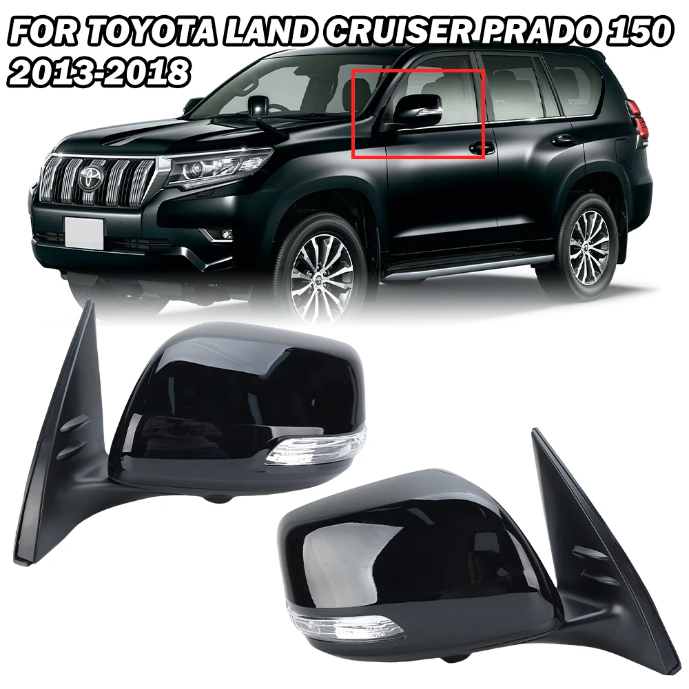 13 Wire Rearview Mirror Assembly For Toyota Taland Cruiser Prado 150 2013-2018 Black With Camera Door Mirror Car Accessories