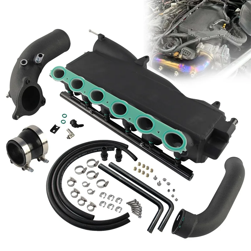 

Aluminum Air Cooler Manifold &Pipe kit Charge Top Bar & Plate For BMW B58 Gen1 M140i M240i 340i 440i 540i 3.0L Turbo Black