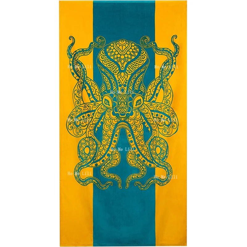 Blue Octopus Ropical Design Vibrant Colorful Quick-Drying Towel Multipurpose For Bathroom Hotel Gym And Spa