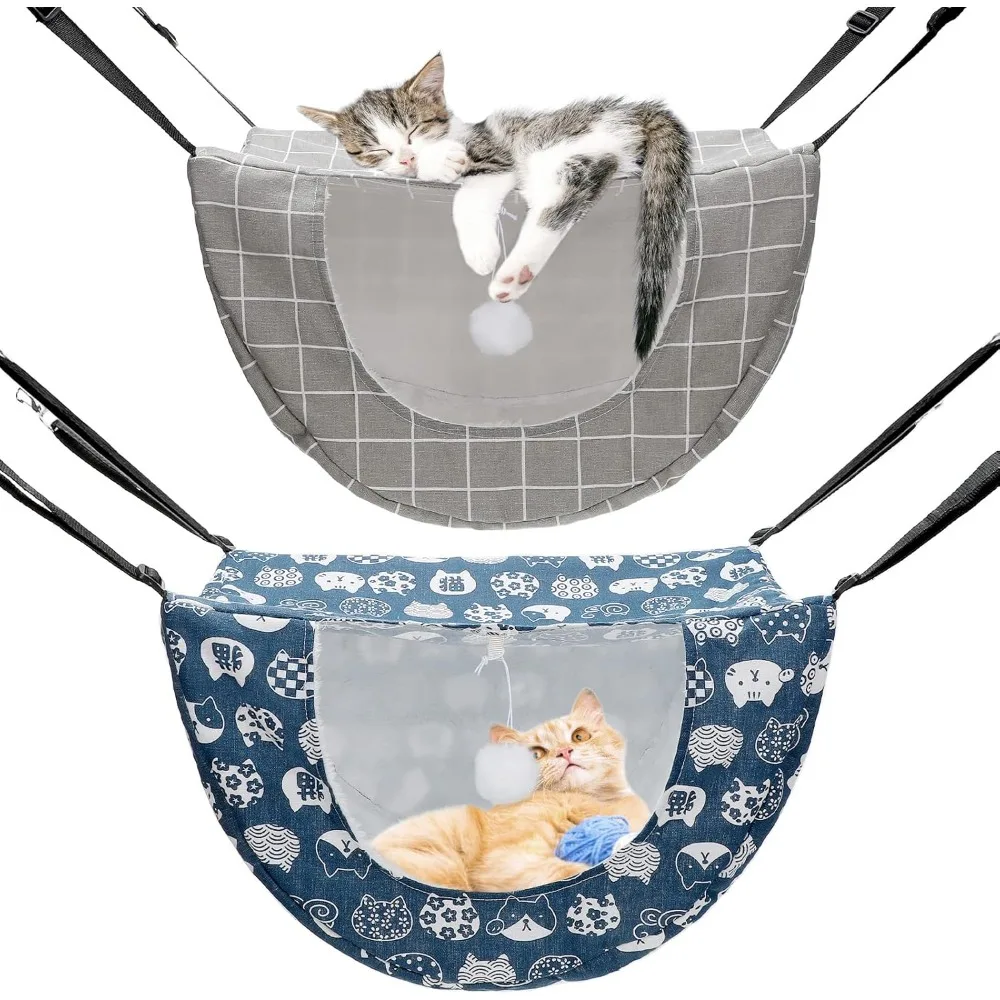 

2 Pieces Cat Cage Hammock Hanging Pet Bed Double Layer Soft Plush Hanging Pet Comfortable Hammock Bed for Indoor Kitten