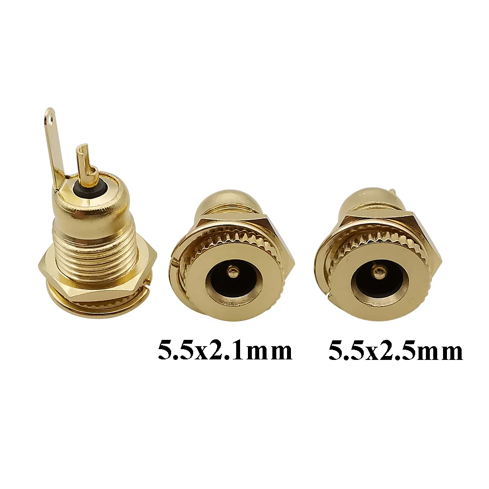 1Pcs DC-099 Gold-plated DC Power Jack Socket Female Panel Mount Connector High Current 20A Metal 5.5 * 2.1mm/5.5 x 2.5mm