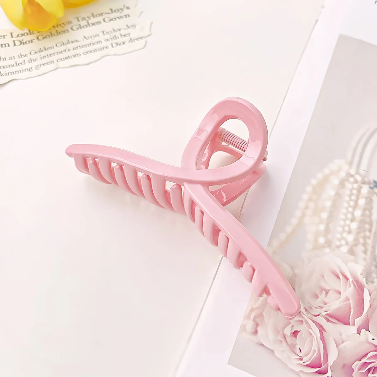 Розовая заколка для волос в форме акулы большого размера для девочек, милый темпераментный аксессуар для волос на затылке