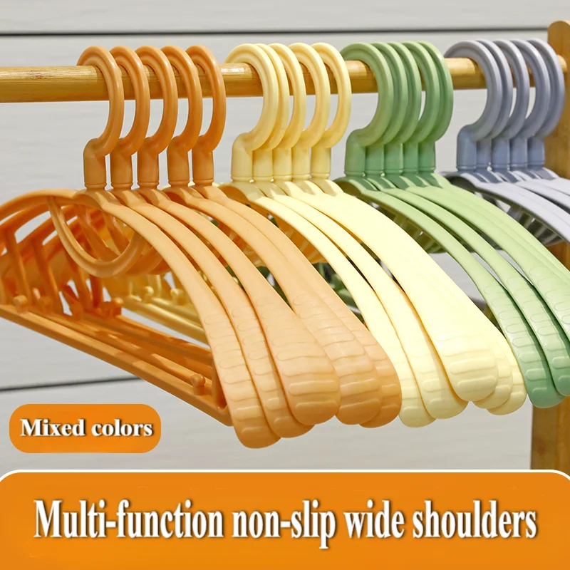 I KNOW 10PCS Green Adult Wide Shoulder Thickened Non-slip Clothes Hanger Household Clothes Drying Rack Plastic Clothes Hanger