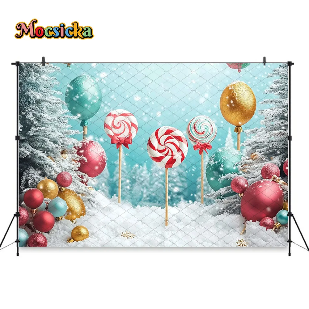 Mocsicka الأحمر عيد الميلاد قصب الحلوى خلفية التصوير الفوتوغرافي شجرة عيد الميلاد الهدايا جدار خشبي خلفية الشتاء الاطفال عيد ميلاد استوديو الصور