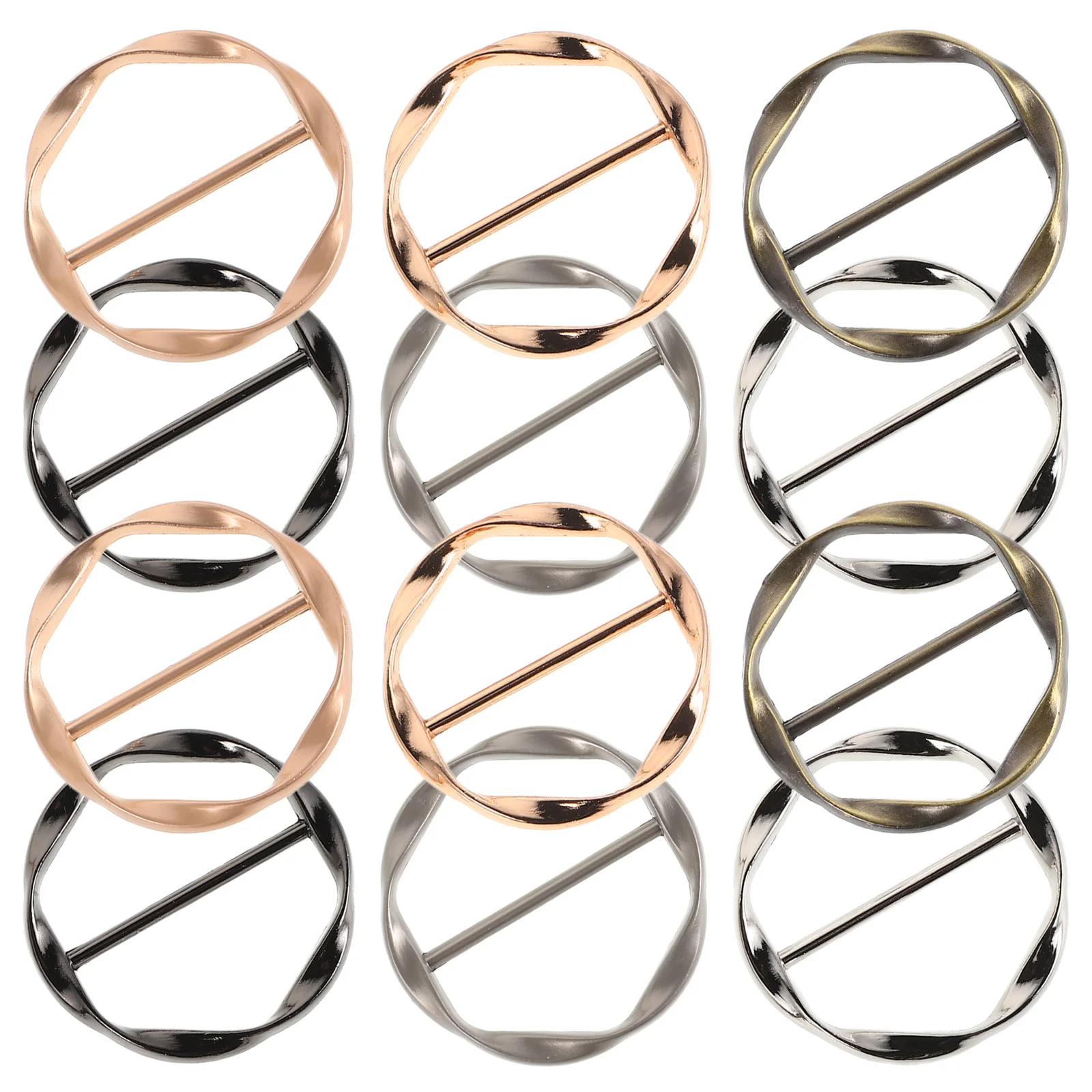 12個の衣類用シンチクリップ 女性用 スタイリッシュなスクエアバックルファスナー シャツの角、スカーフ、セーターをきちんと固定します