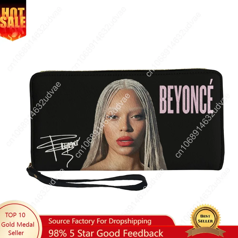 

Кошелек-портмоне Beyoncé для мужчин, женщин и подростков, длинный кошелек на молнии с двойным принтом, персонализированный портативный кошелек для поездок на работу, подарочная сумка