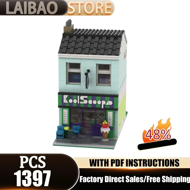 City Building Model Moc Building Blocks Ice Cream Shop Model Technology Bricks Christmas Assembly DIY Toys Constructrion Gifts