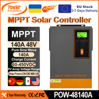 PowMr 140A MPPT Solar Charge Controller LCD Display Work for 24V 48V Lithium Lead Acid Battery With Solar Panel 60~500VDC Input