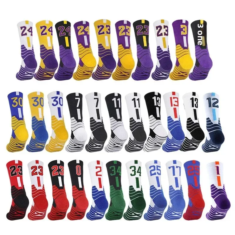 جديد جوارب كرة السلة المهنية منتصف العجل مرقمة جوارب رياضية امتصاص الصدمات المضادة للانزلاق تنفس الجوارب القصيرة للرجال و ث #1