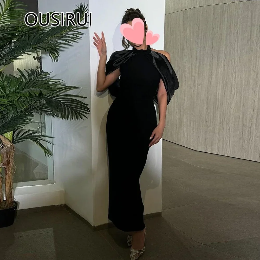 

Marvelous Halter Women's Satin Tea-Length Prom Bridesmaid Dress with 3D Floral Lace Sheath Sexy Prom Dress Cocktail
