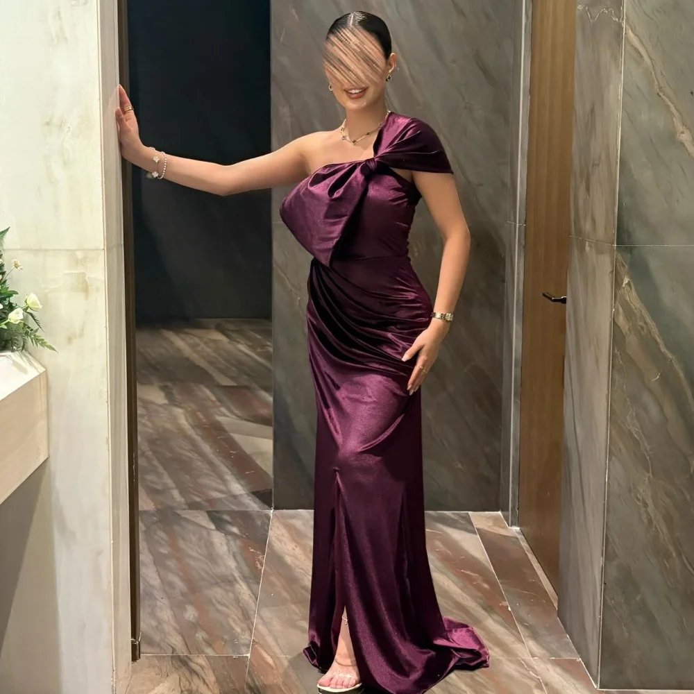 Customized Fashion Formal Pleat Ruched Draped A-line One-shoulder Long Dresses Bespoke Occasion Dresses Matching Exquisite