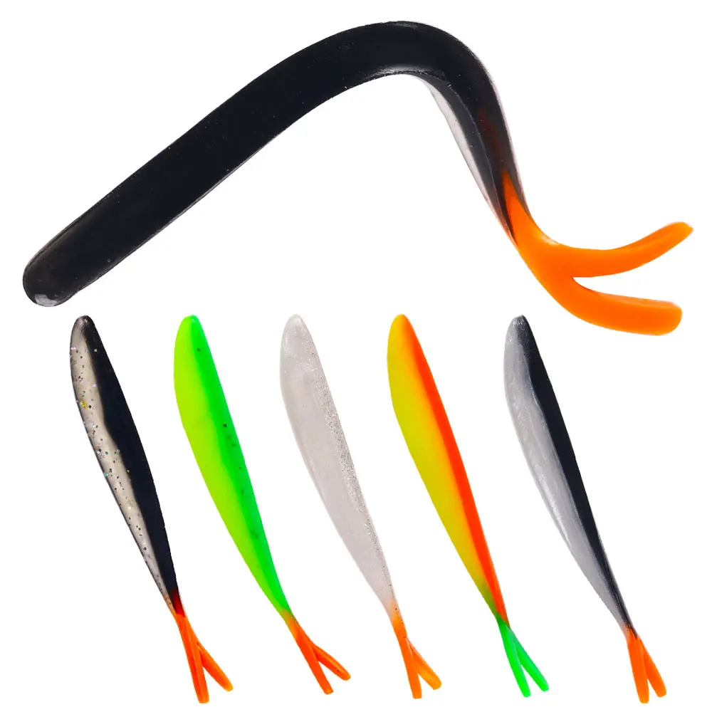 Soft Silicone Fishing Lure 5pcs 10cm 3.9g Minnow Saltwater Freshwater Worms Wobblers Walleye Artificial Bait Bass Tackle Jigs