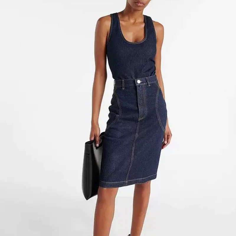 

Women's Sexy Cross Backless Jumpsuit Fashion Clothing Denim Rompers Off Shoulder Square Collar Slim Bodysuits Summer New 2024