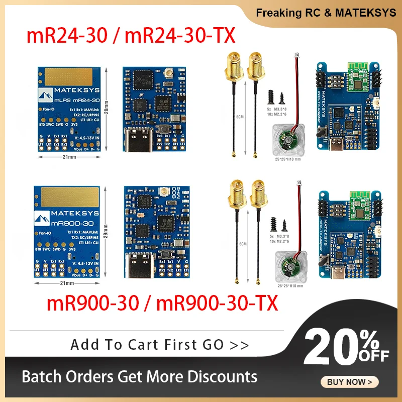 

MATEKSYS Matek MLRS MAVLINK 900MHZ TX MR900-30-TX / MR900-30-RX And Long Range System 2.4GHZ 900MHZ MR24-30-TX / MR900-30-TX