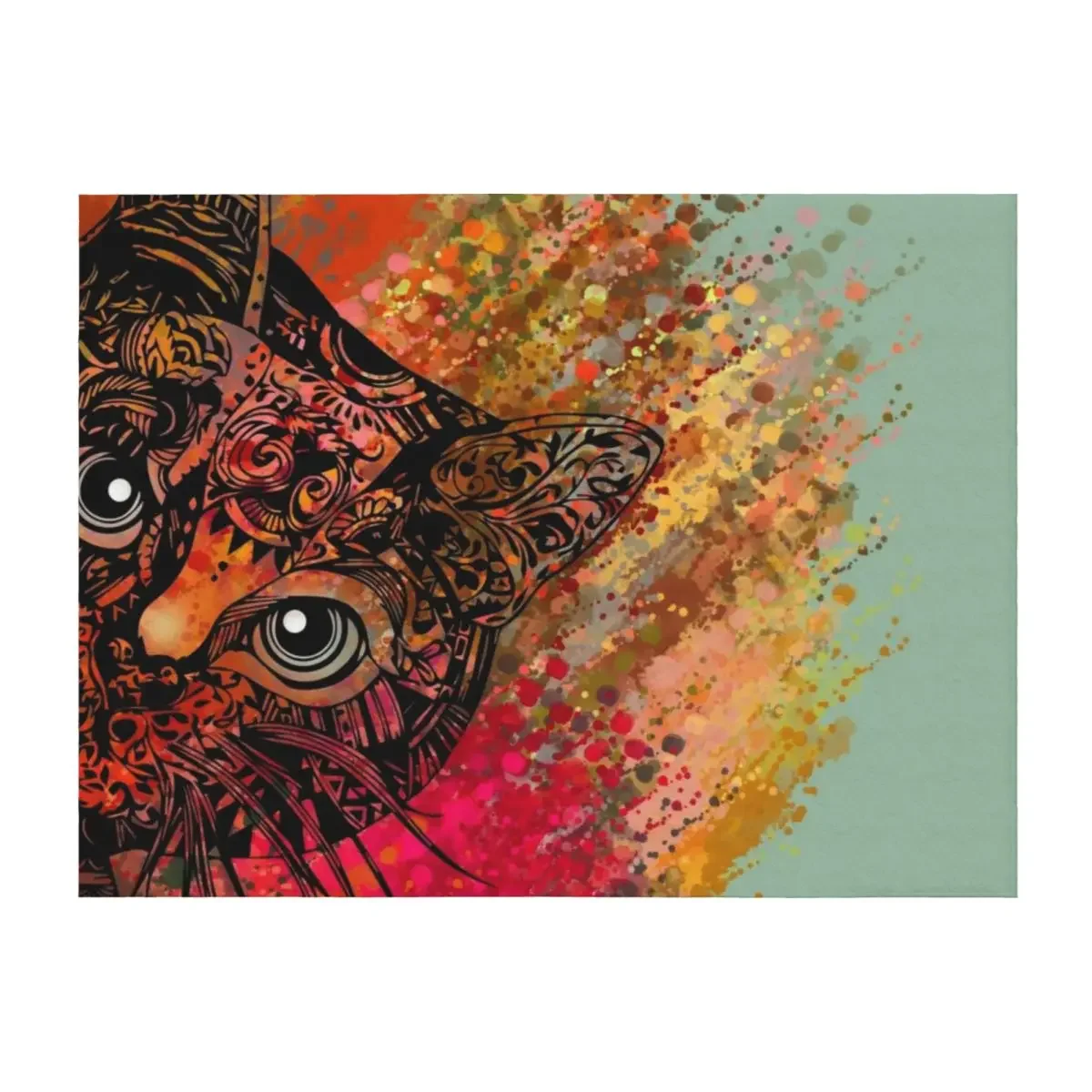 

Cat Mandala Throw Blanket funny gift Large Warm Bed linens Blankets