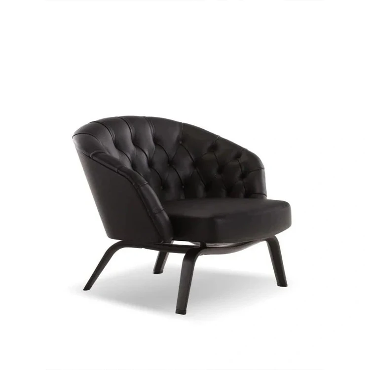 

# Contemporary Luxury Modern Leather Lounge Chair Solid Wood Leg Chesterfield Back Accent Armrest Living Room Sofa Chair