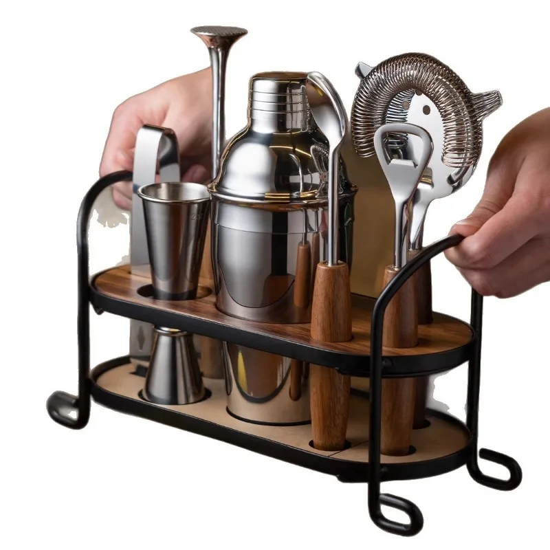 Stainless Steel Snow Cup Premium Shaker Bar Cocktail Professional Mixer Set Storage Shelf