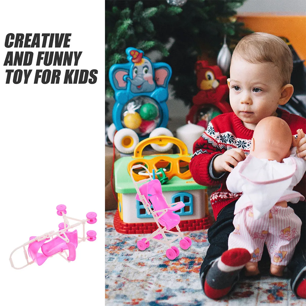 Ensemble de poussette pour bébé, 4 pièces, poupées pliables en plastique, artisanat réaliste, jeu pour tout-petits