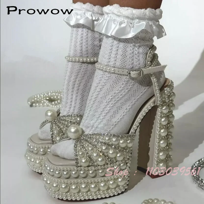 

Новые босоножки на платформе на массивном каблуке, женские сандалии с ремешком на щиколотке, блестящие жемчужные сандалии, женские свадебные туфли-лодочки, Zapatos Mujer