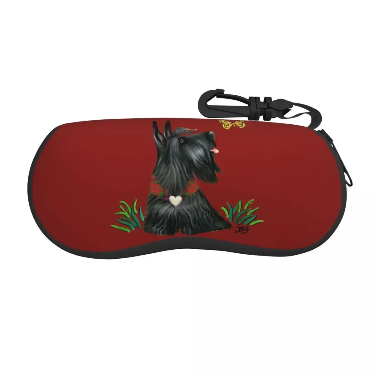 Custom Scottish Terrier Watching A  Shell Glasses Case Travel Scottie Dog Eyeglasses Case Sunglasses Protector Box