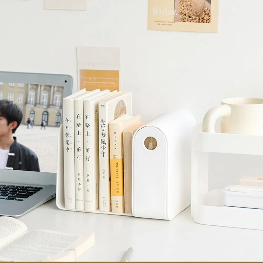 

Simple Separation Plastic Bookend with Drawers Large Capacity Stationery Organizer Simple Book Holder Anti-slip Bottom