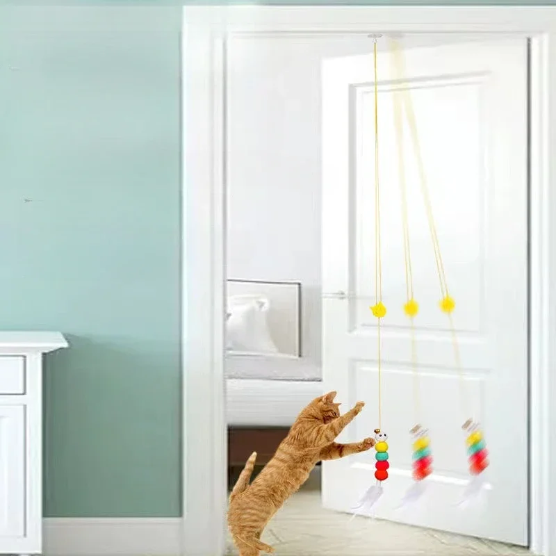 Cat Playing Teaser Wand Toy Plush Self-entertain Automatic Cat Supplies Cat Self-hey Toy Simulation Hanging Durable Pet Products