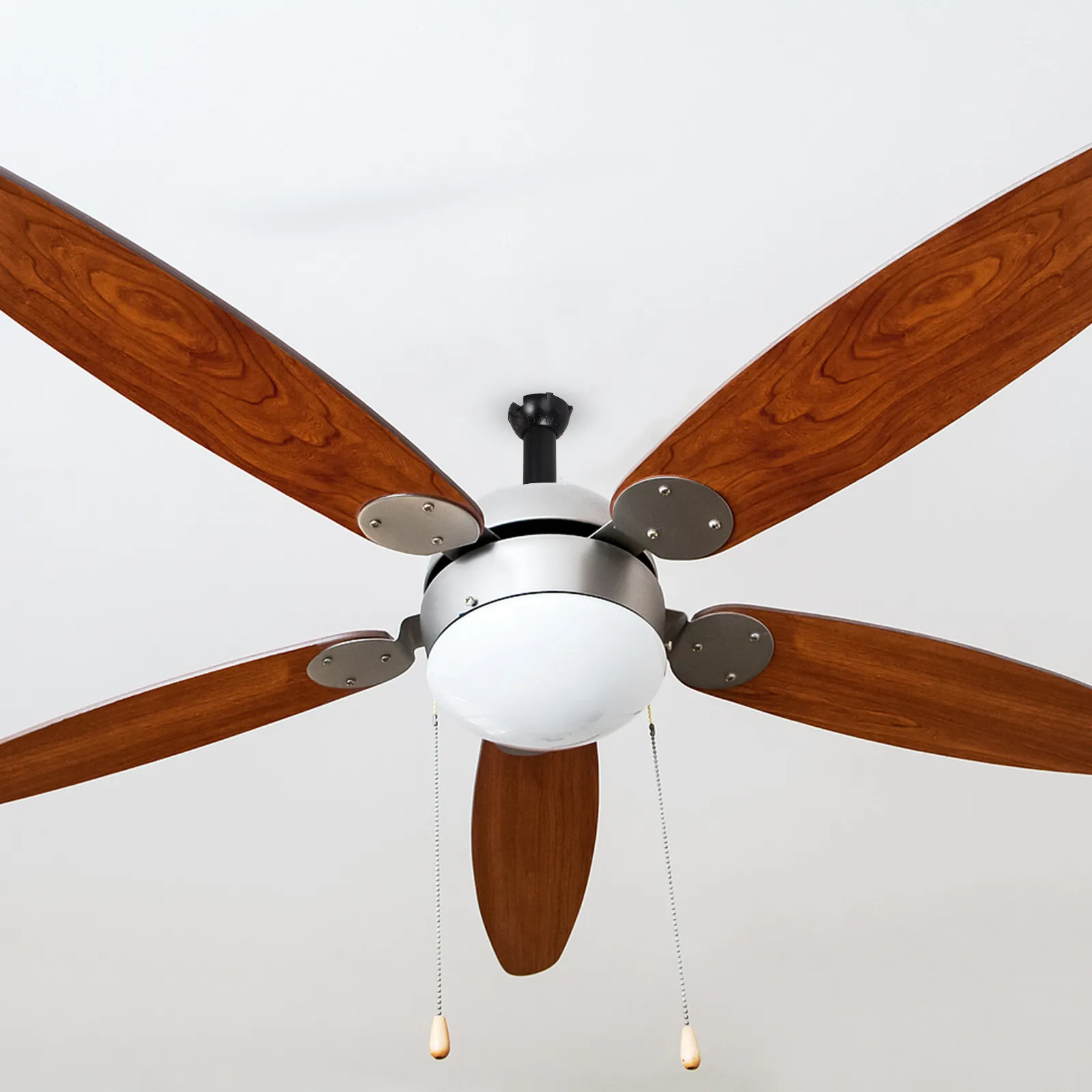 2Pcs Ceiling Fan Downrod Extension Black Matte 8 Inch Metal Rod Non-Threaded Fan Light Suspension Rod for Living Room Kitchen