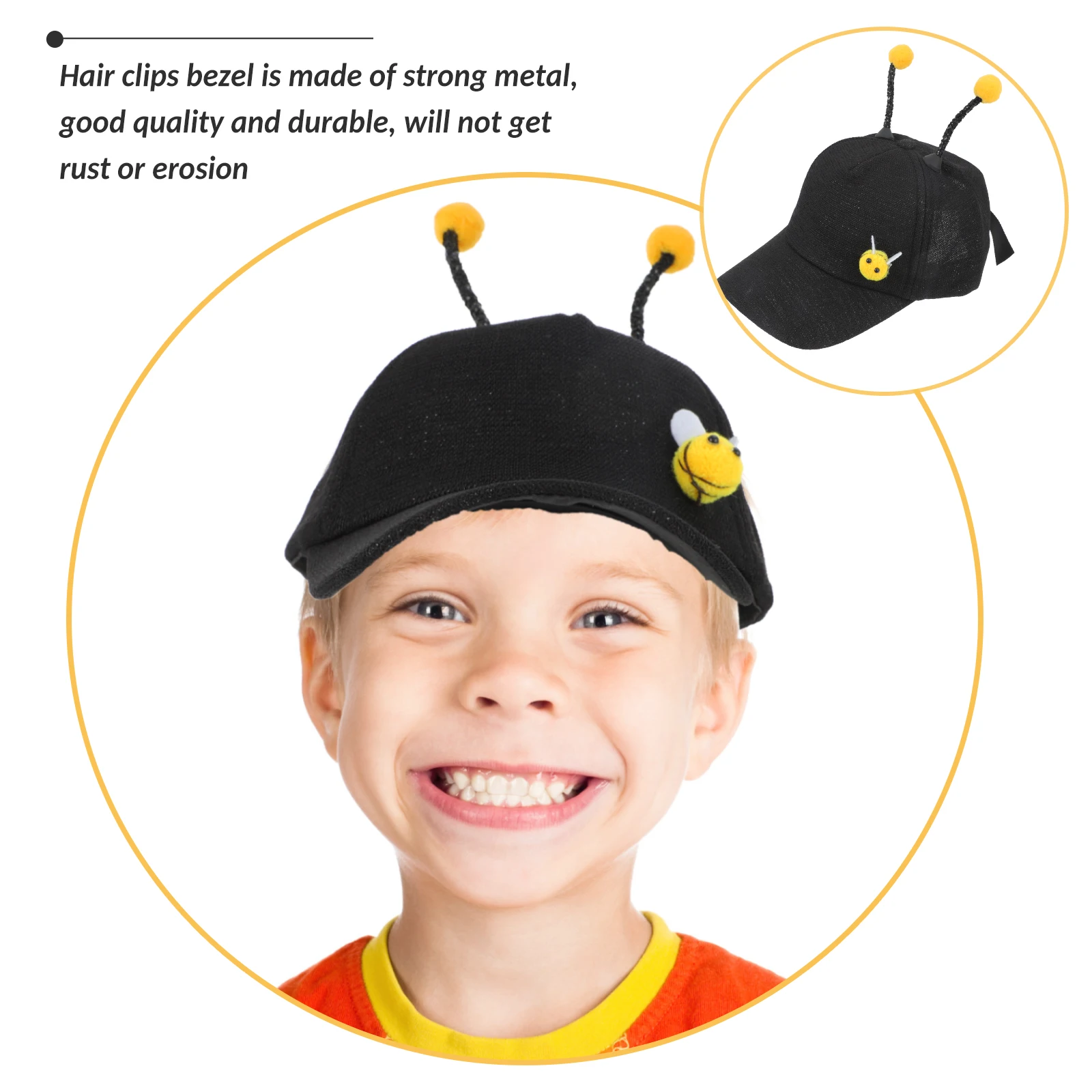 

Children Sun Hat Kids Peaked Cap Baseball Hat Adjustable Creative Design Fashionable Bee Antennae Manual Bend Outdoor Activities