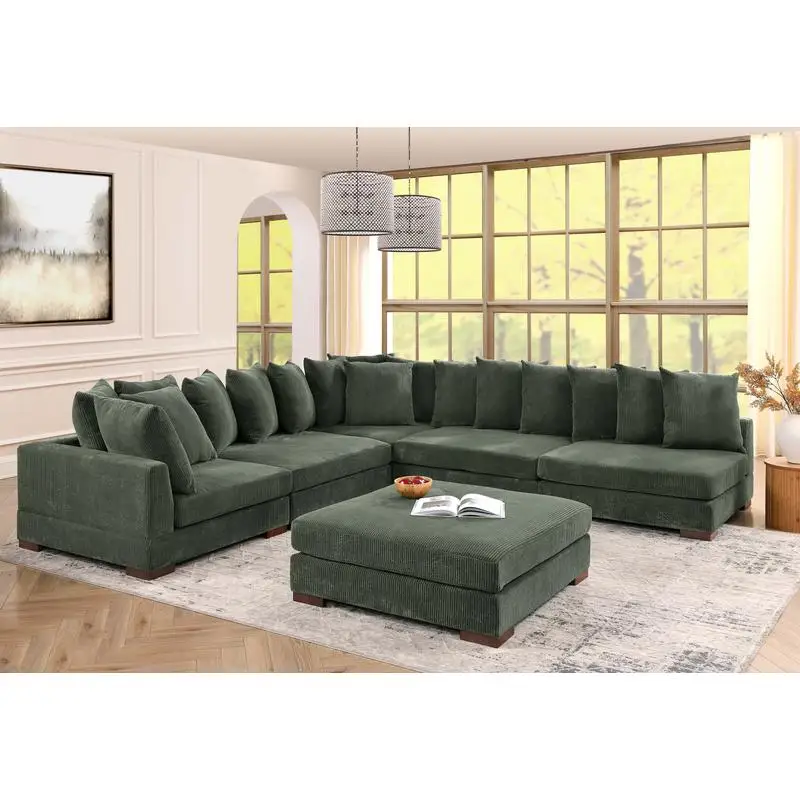 

Большой вельветовый модульный диван-кровать с удобными сидениями и универсальным дизайном для гостиной