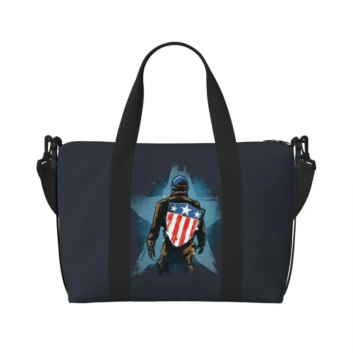 

Изготовленная на заказ сумка-тоут Капитан Америка, женская большая вместительная сумка супергероя, пляжная спортивная сумка на плечо, дорожная сумка