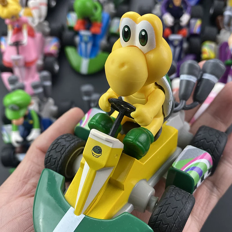 Super Mario Pull Back Car Green Yoshi Donkey Kong Bowser Luigi Toad Princess Peach Action Figure Toys Anime Game Doll Kid Gifts