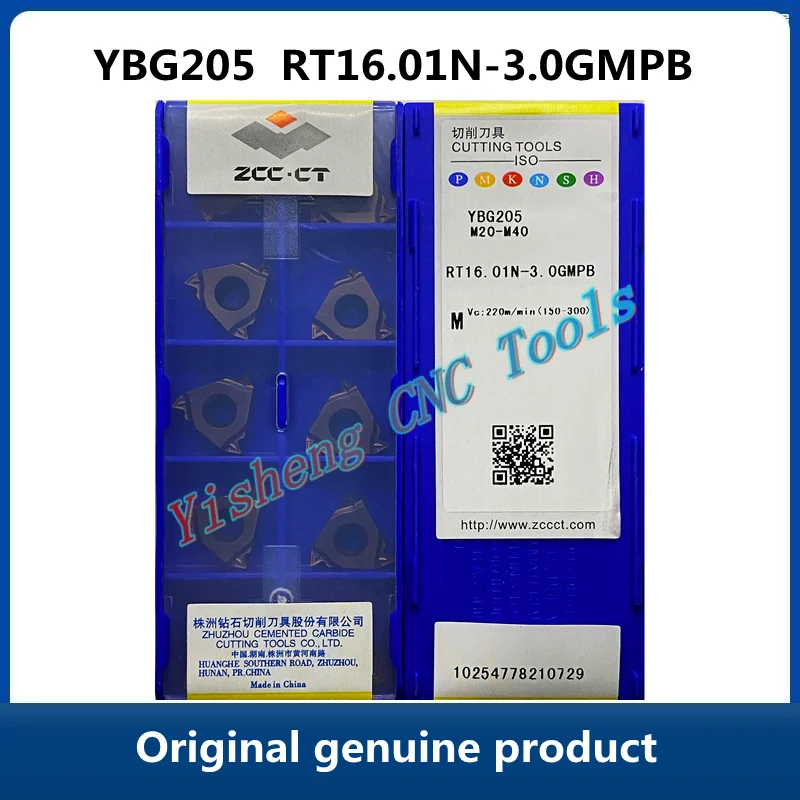 

Original ZCC CT YBG205 RT16.01N-3.0GMPB Carbide Inserts CNC Threaded Turning Tools Lathe Cutter Tools