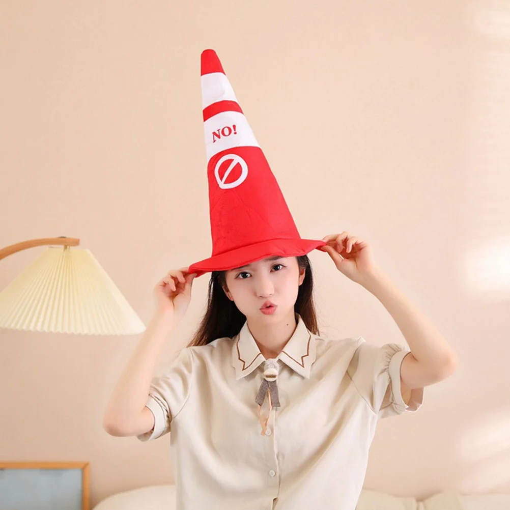 กรวยจราจรหมวกตลก Plush คอสเพลย์เครื่องแต่งกายหมวกสําหรับผู้ใหญ่รูปร่าง Headwear หมวก