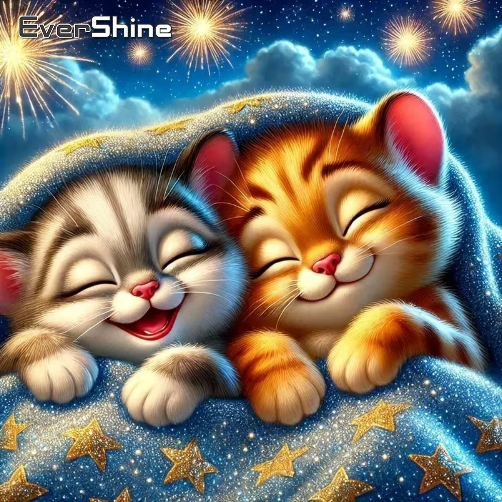 EverShine 5D Diamant-Mosaik Tiger Tier Vollquadratisch Rund DIY Diamantmalerei Cartoon Neuerscheinung Stickerei Wanddekoration