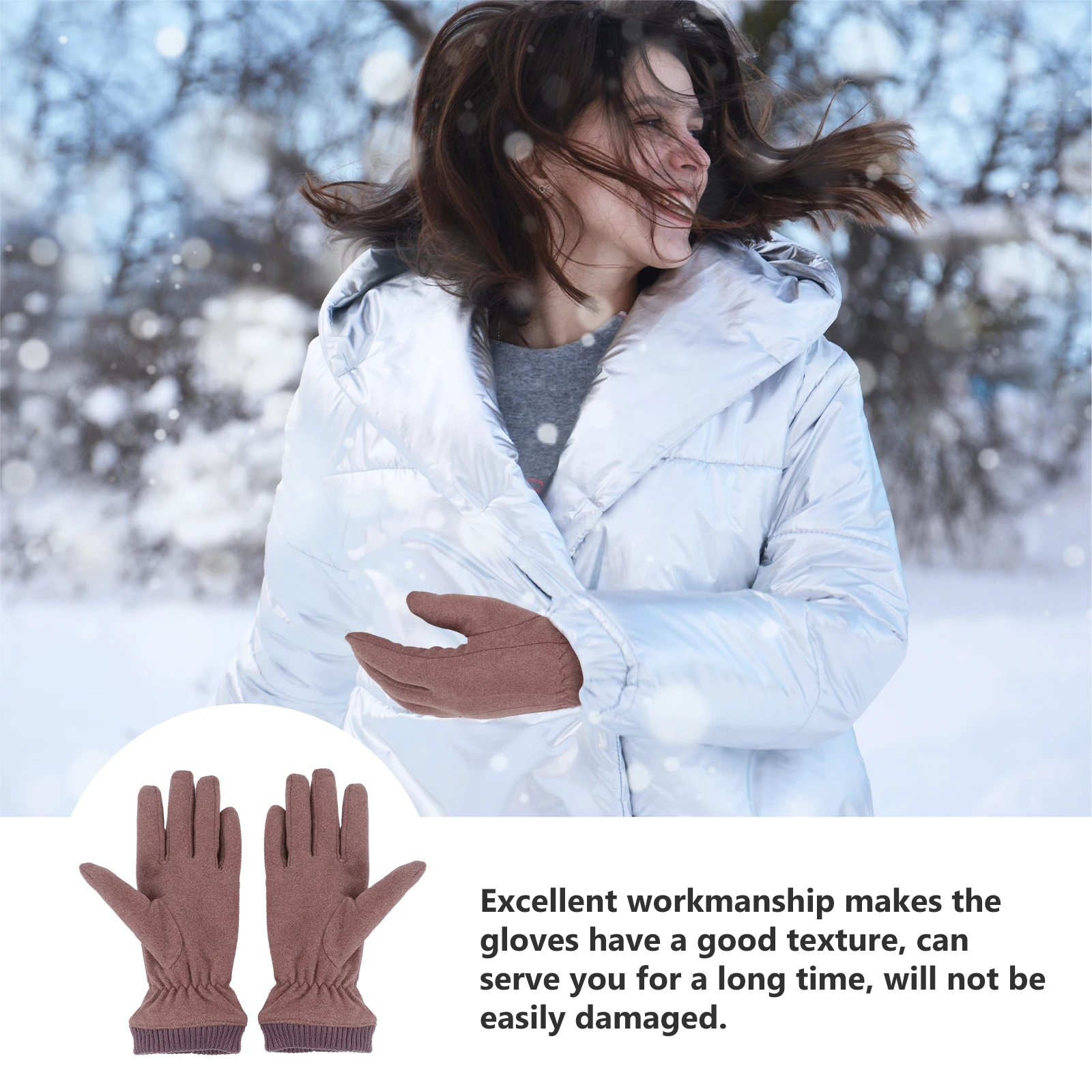 

1Pair Warm Mitten for Women Double Layer Thickening Gloves Simple Elegant Design Red Bean Paste Color Winter Warmth Long-Lasting