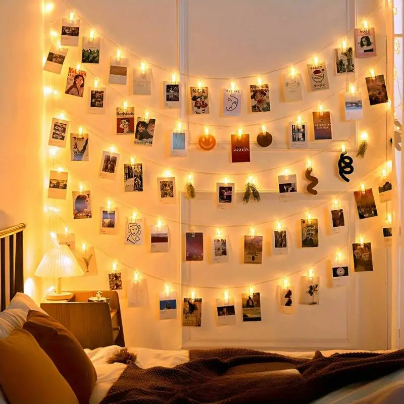 LED Photo Clip Fairy String lights Card Holder Garland Lamp For Christmas Wedding Party Fairy Lights Christmas Decorations