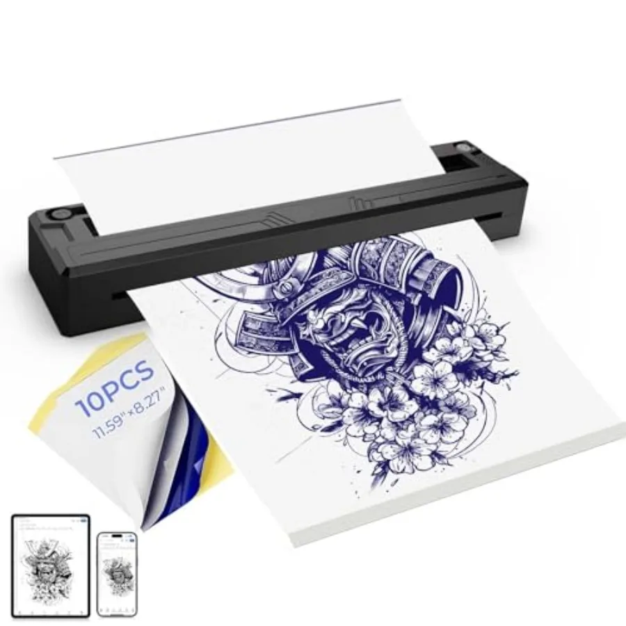 

2025 New Wireless Bluetooth Thermal Tattoo Stencil Printer with 10pcs Transfer Paper Portable Tattoo Transfer Machine for Tatto